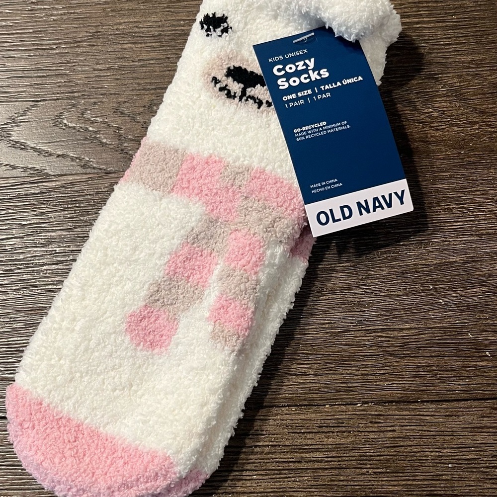 Old Navy Cozy White and Pink Socks